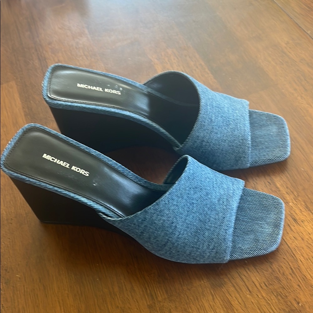Michael Kors Blue Denim Mules with Open Toe